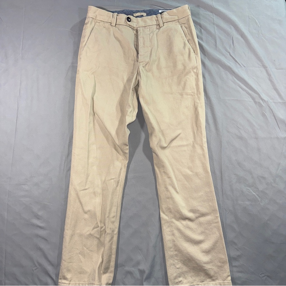 Gustin Pants Mens Size 30 Beige Chino Straight Fit Button Fly Twill USA Casual